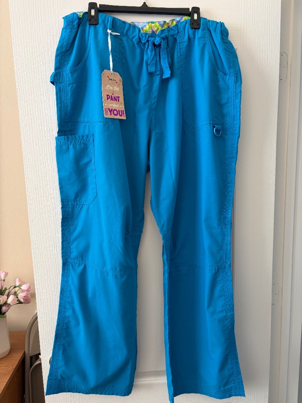 NWT Just Love Turquoise Blue Cargo Scrub Pants - Size 1X